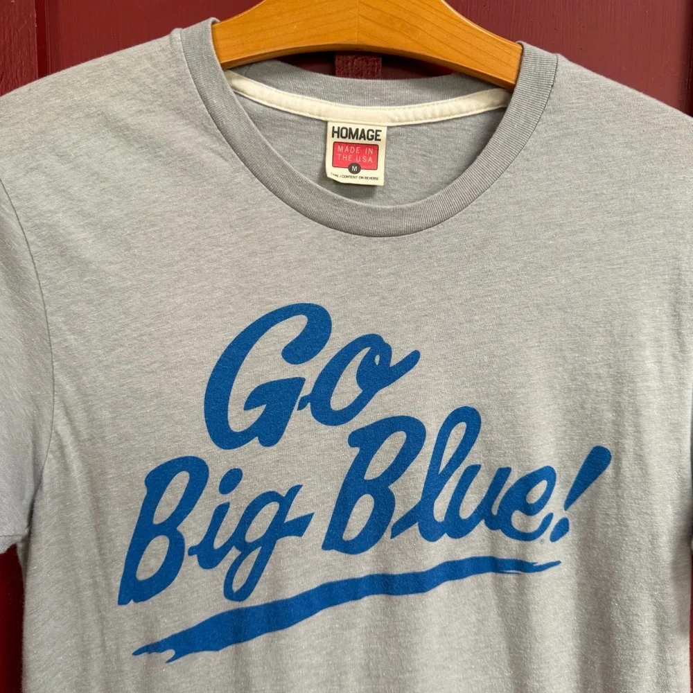 HOMAGE Light Gray Tee with Bold Blue "Go Big Blue!" Graphic - Picture 3 of 5